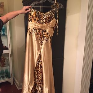 White RoomCheetah print prom dress WORN ONCE